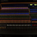 Trident 88 recording console lit up from the top