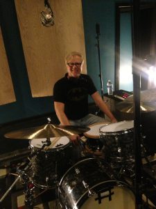 Tim Pedersen recording drums on Tita Hutchison's "Hello Love" at Ultimate Studios, Inc