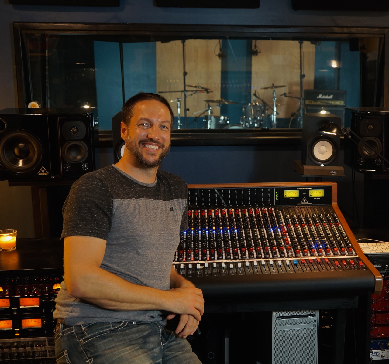 Producer and Recording Engineer Charlie Waymire at Ultimate Studios, Inc with the Trident 88 analog console