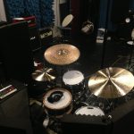 The drum setup for recording Frost