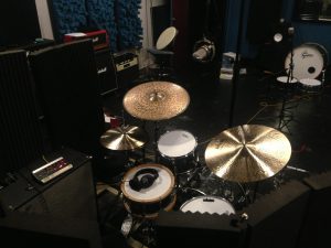 The drum setup for recording Frost